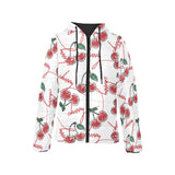 Hand drawn cherry pattern Women's Padded Hooded Jacket