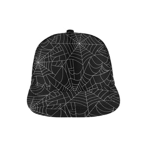 Spider web pattern Black background white cobweb All Over Print Snapback Cap