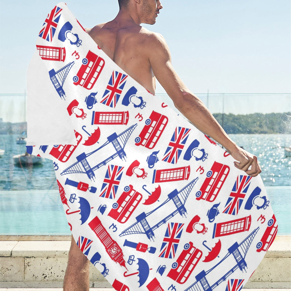 British Pattern Print Design 01 Beach Towel