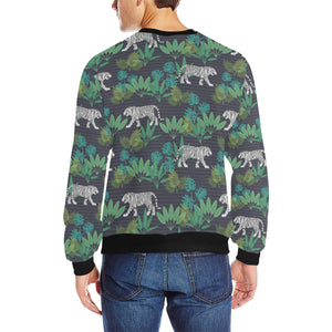 white bengal tigers tropical plant Men's Crew Neck Sweatshirt