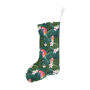 Parrot Palm tree leaves flower hibiscus pattern Christmas Stocking