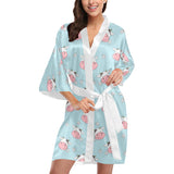 Cute cow flower pattern Women's Short Kimono Robe
