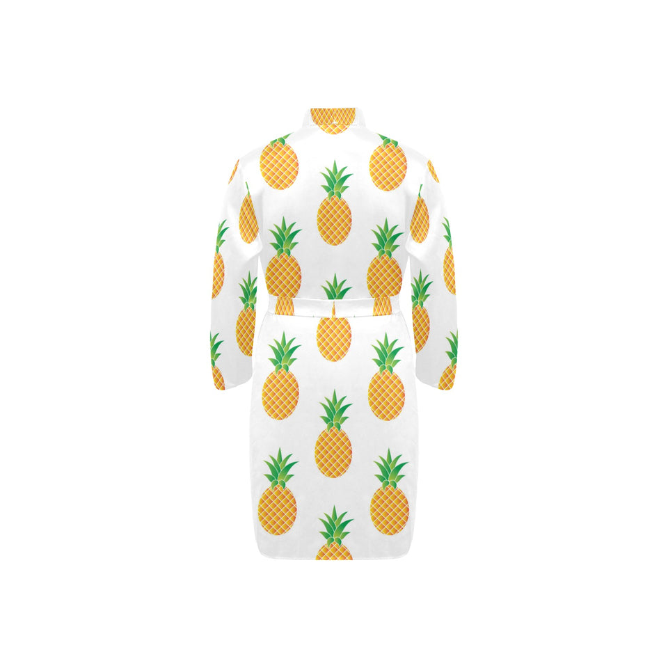 Pineapples pattern Men's Long Sleeve Belted Night Robe