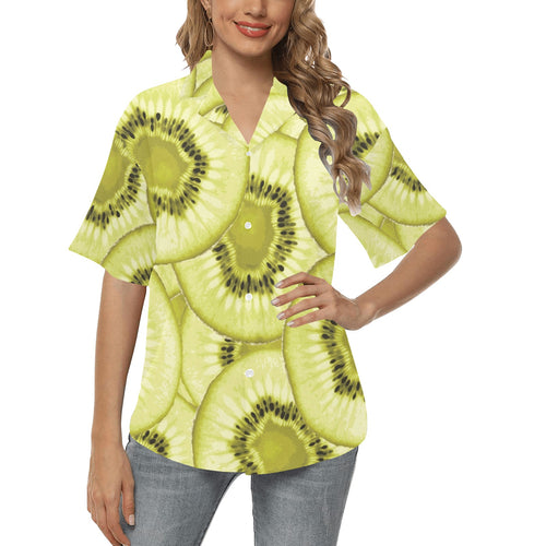 Sliced kiwi pattern Women's All Over Print Hawaiian Shirt