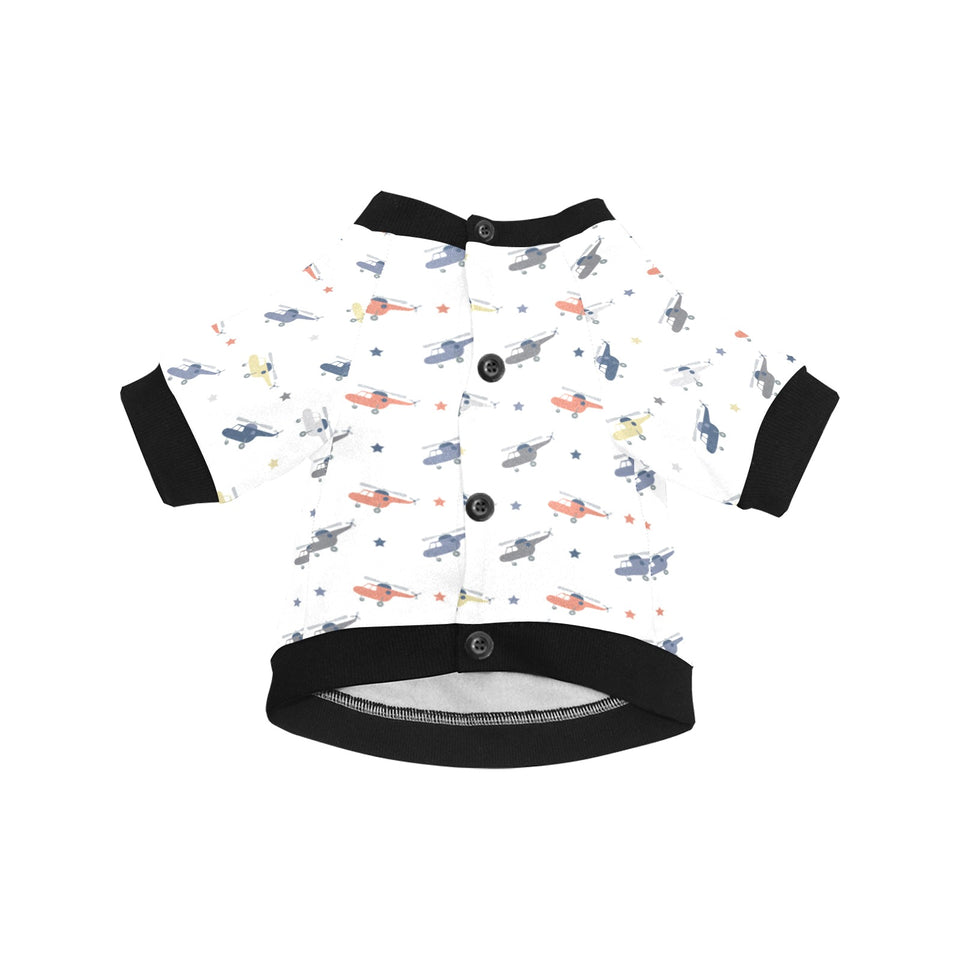 Cute helicopter star pattern All Over Print Pet Dog Round Neck Fuzzy Shirt