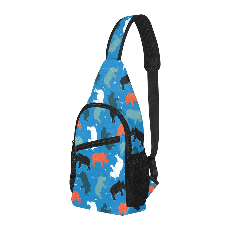 Colorful rhino pattern All Over Print Chest Bag