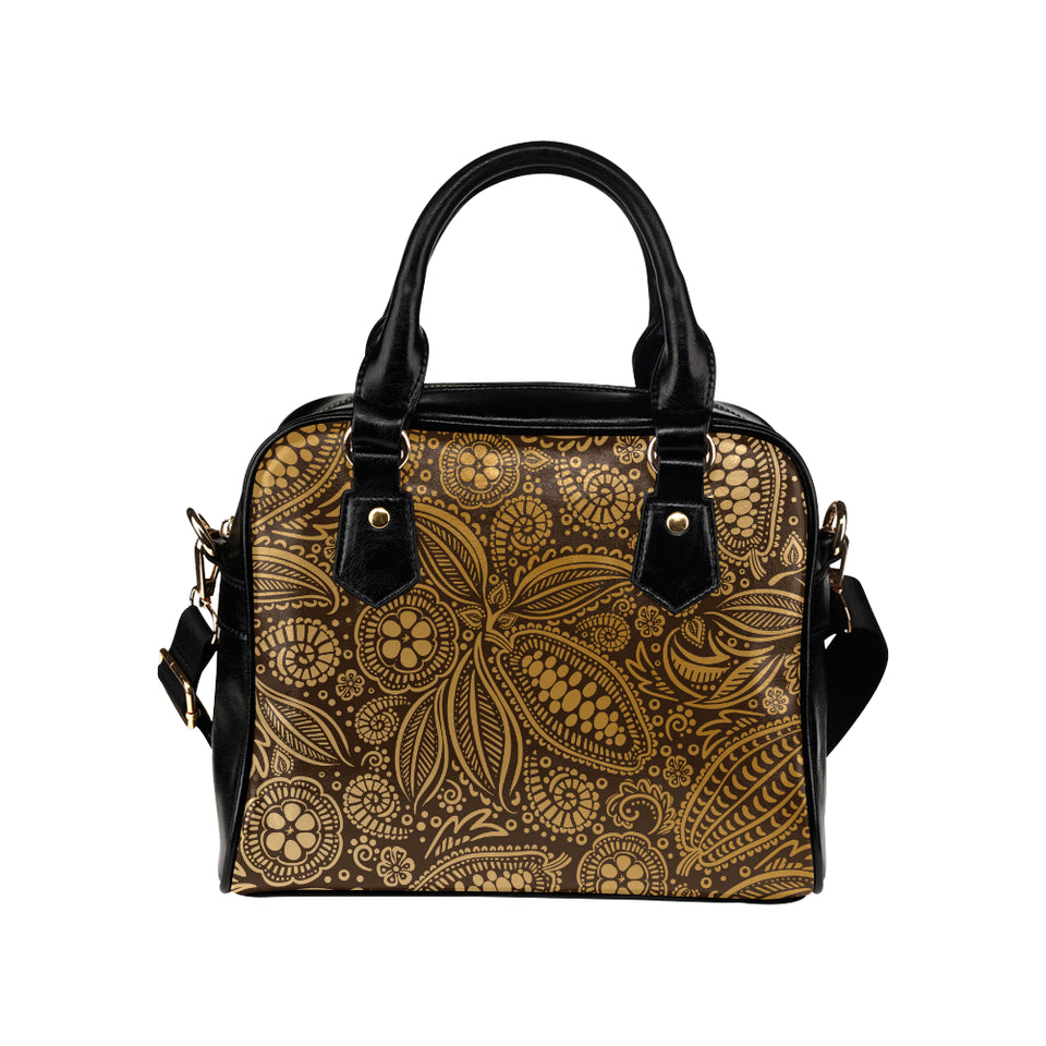 cacao beans tribal polynesian pattern background Shoulder Handbag
