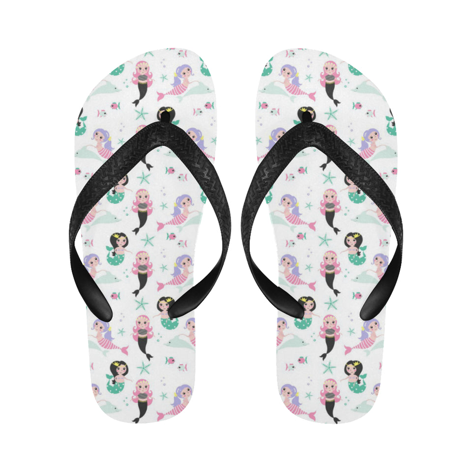 cute mermaid dolphin fish starfish pattern Unisex Flip Flops