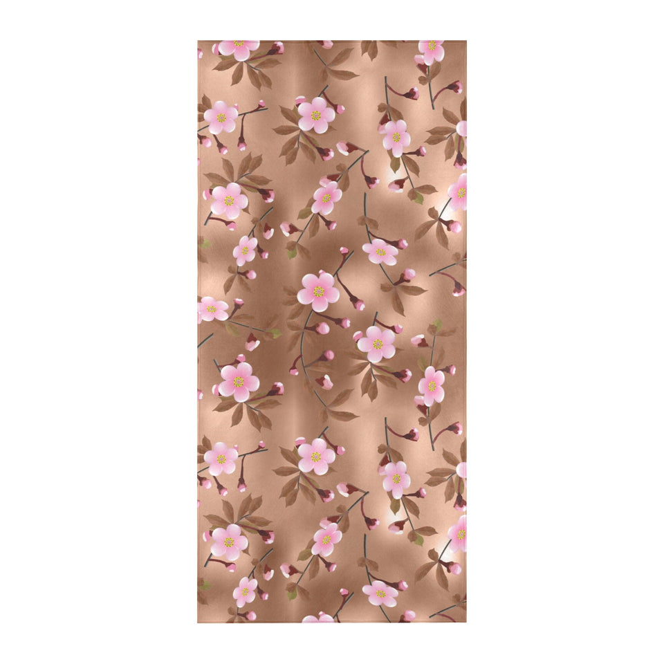 Pink sakura cherry blossom drak brown background Beach Towel
