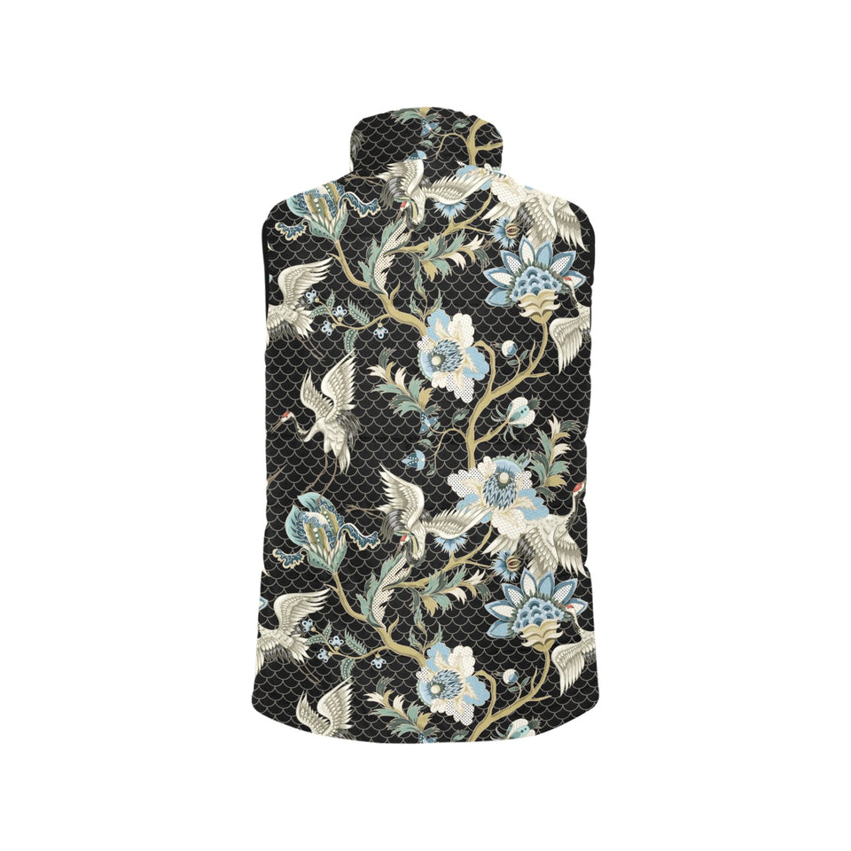 Japanese crane ornament elements Women's Padded Vest