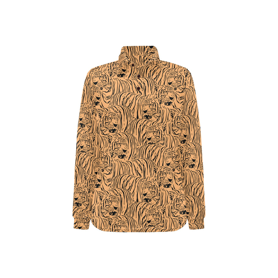 Bengal tigers pattern Women's Long Sleeve Polo Shirt