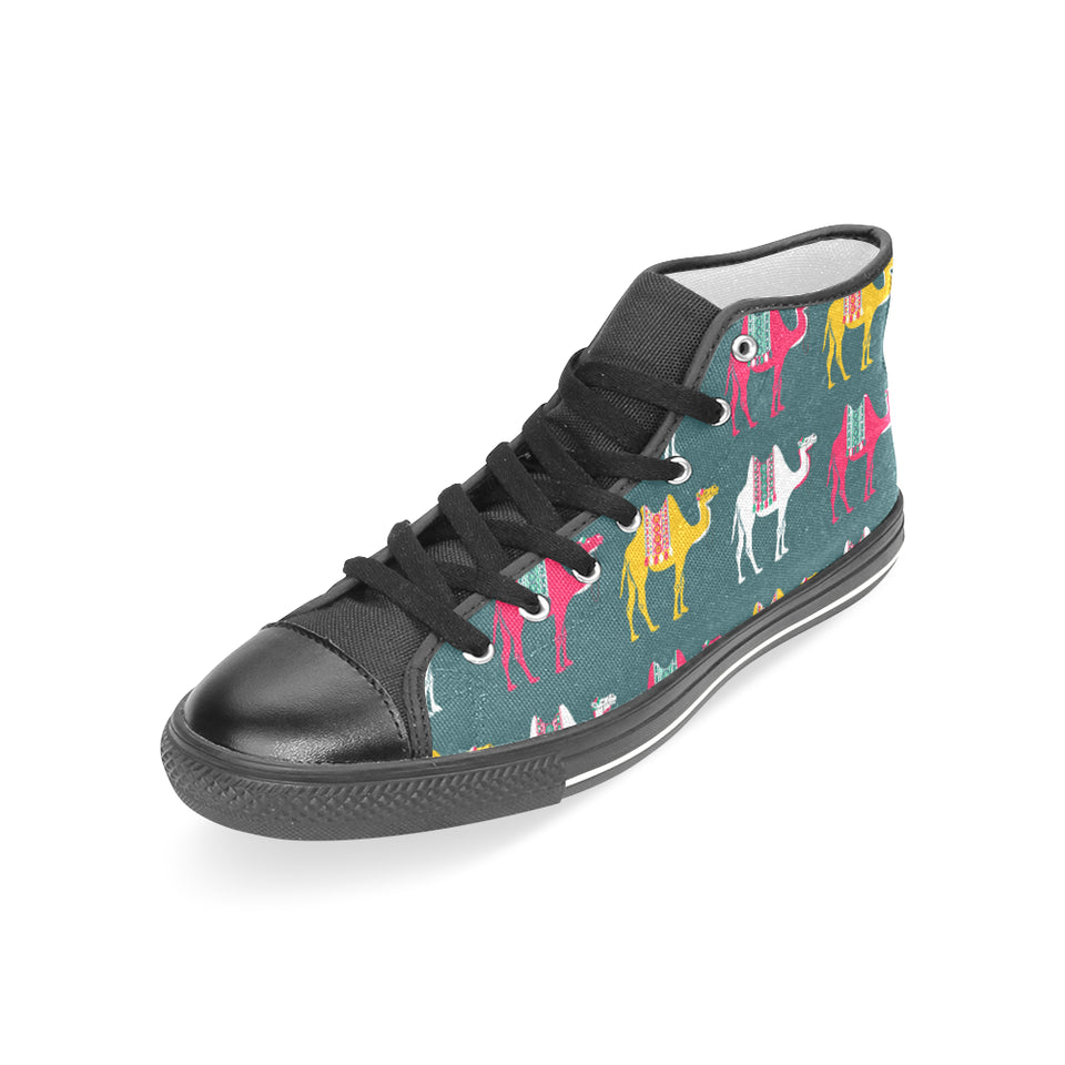 Camel pattern Women's High Top Canvas Shoes Black