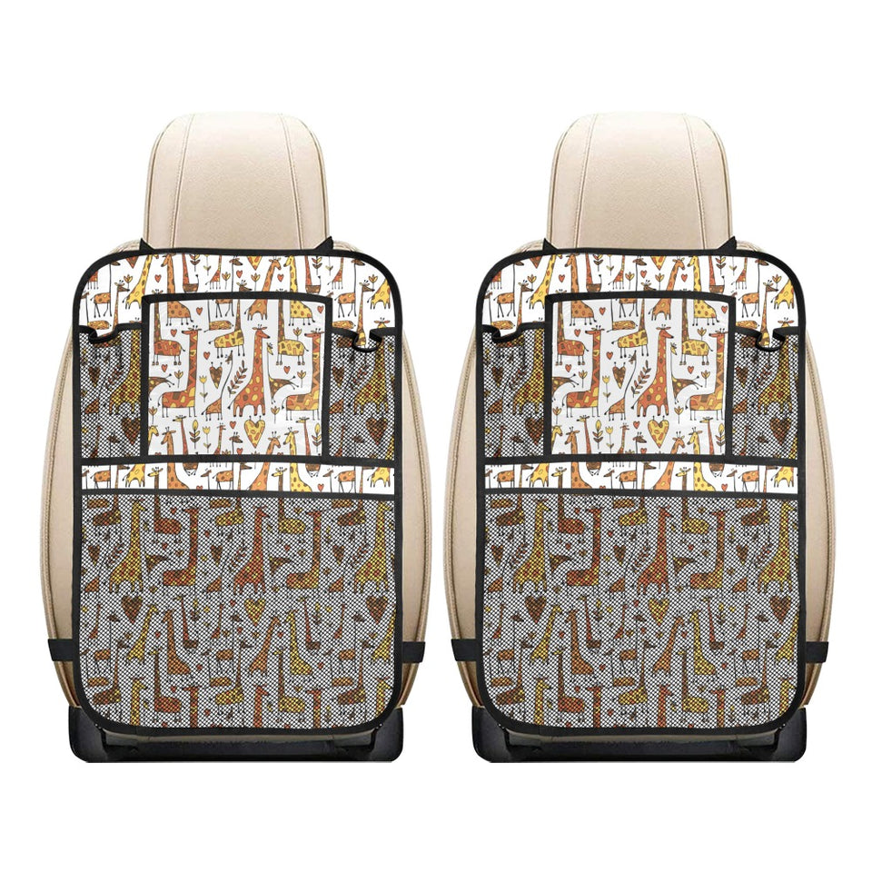 Giraffe Pattern Print Design 04 Car Seat Back Organizer