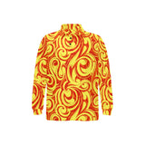 Fire flame design pattern Men's Long Sleeve Polo Shirt