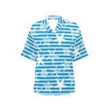 Starfish blue blackground Women's All Over Print Hawaiian Shirt