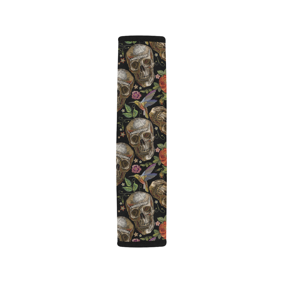 Skull rose humming bird flower pattern Car Seat Belt Cover