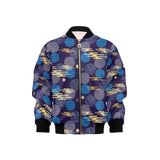 Blue japanese pattern cloud wave flower Kids' Boys' Girls' Bomber Jacket