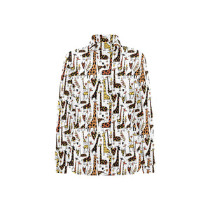 Giraffe Pattern Print Design 05 Women's Long Sleeve Polo Shirt
