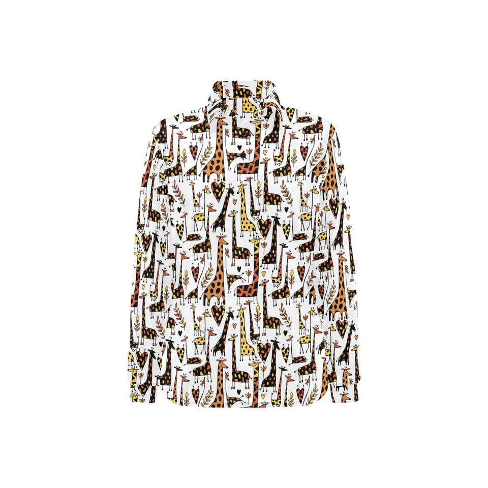 Giraffe Pattern Print Design 05 Women's Long Sleeve Polo Shirt