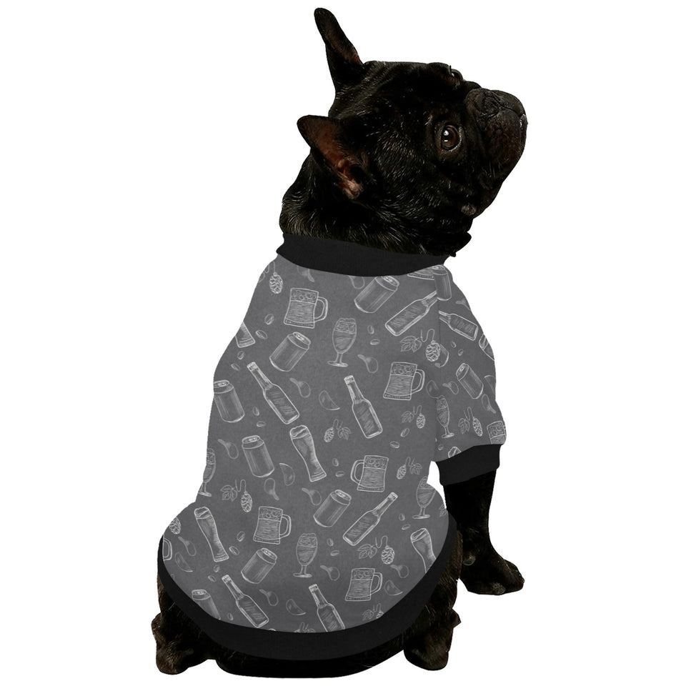 Beer hand drawn pattern All Over Print Pet Dog Round Neck Fuzzy Shirt