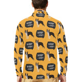 Boston terrier design pattern Men's Long Sleeve Polo Shirt