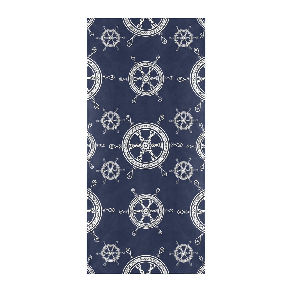 nautical steering wheel design pattern Beach Towel