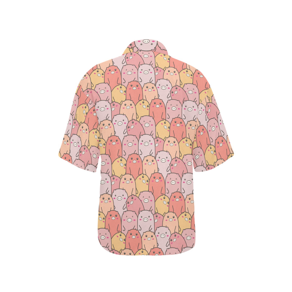 Pig Pattern Print Design 04 Women's All Over Print Hawaiian Shirt