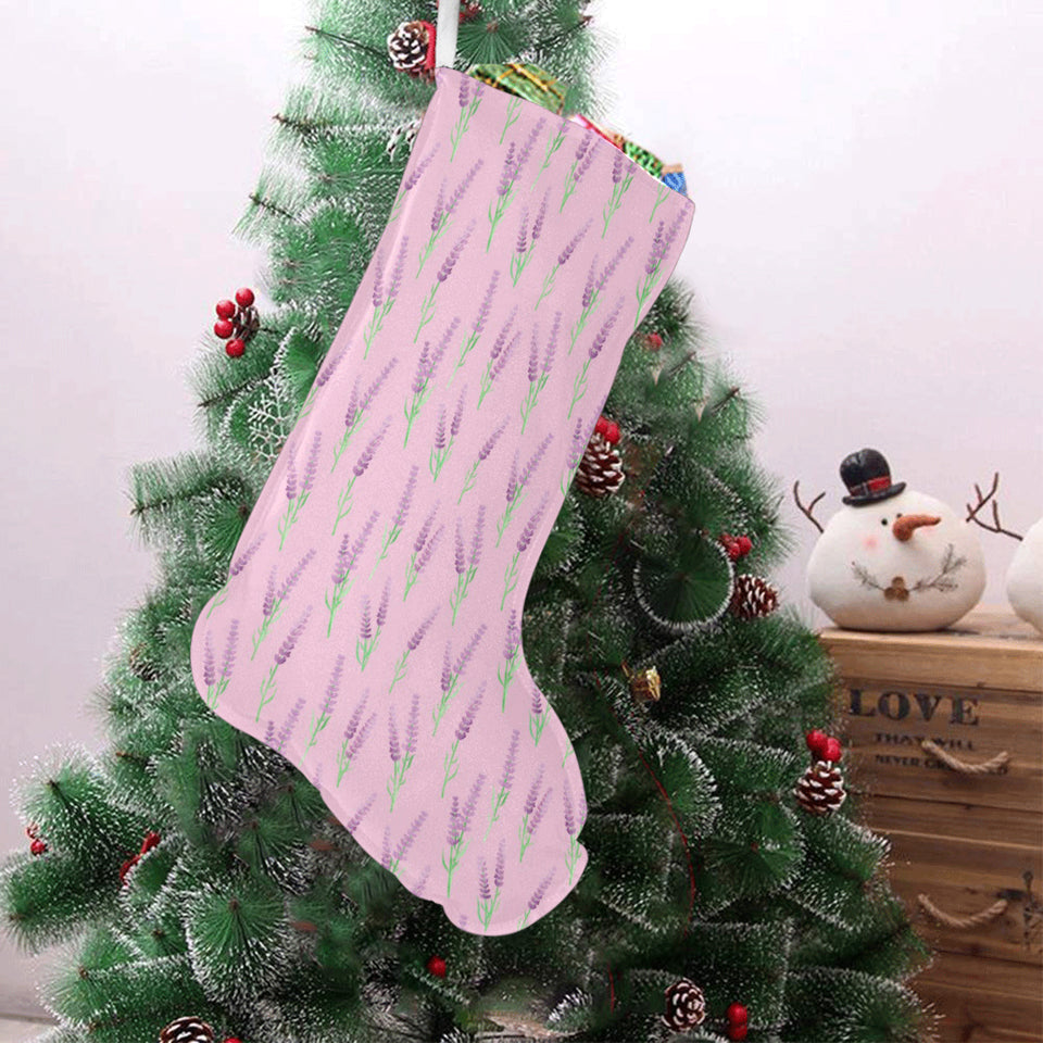 Lavender pattern pink background Christmas Stocking