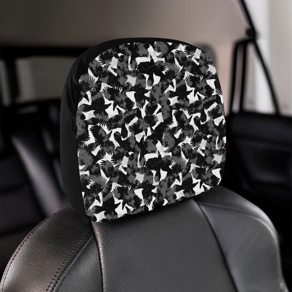 Crow illustration pattern Car Headrest Cover