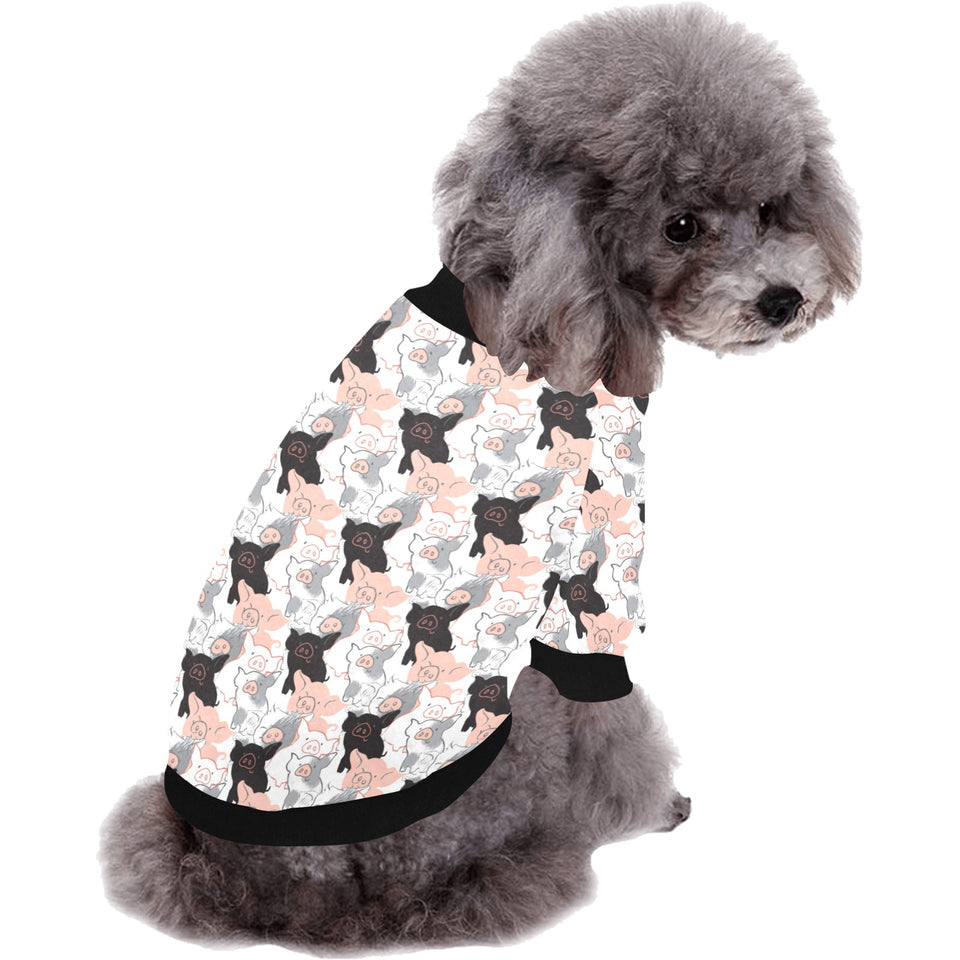 Pig Pattern Print Design 05 All Over Print Pet Dog Round Neck Fuzzy Shirt