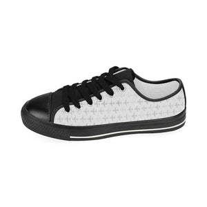 Airplane print pattern Kids' Boys' Girls' Low Top Canvas Shoes Black