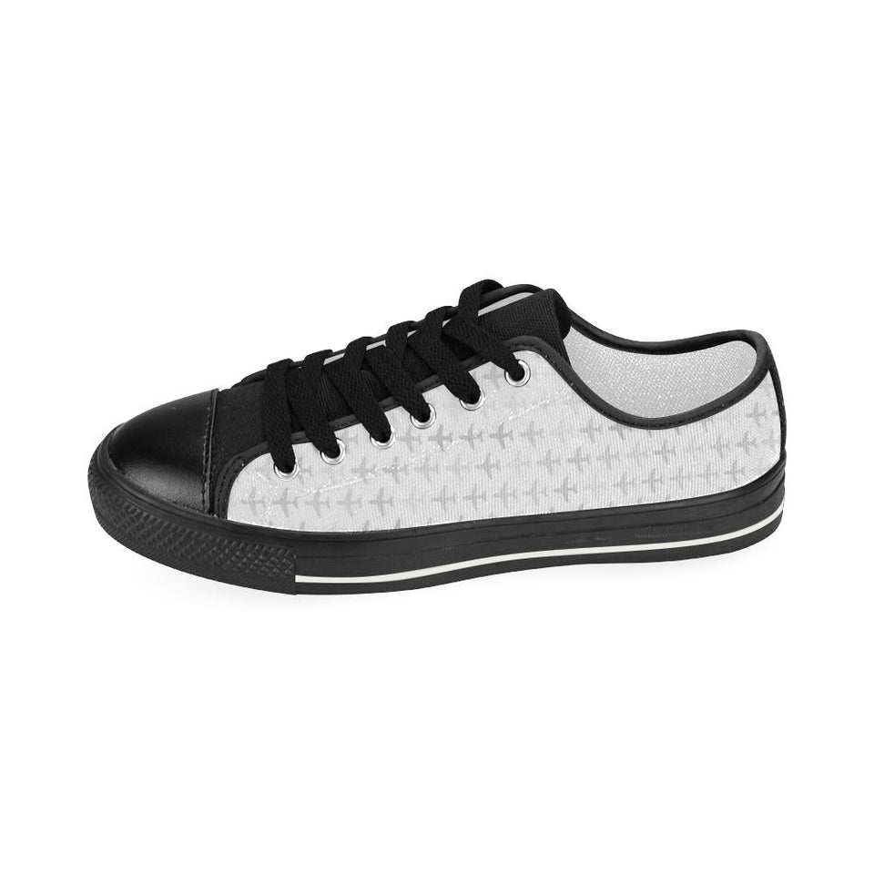 Airplane print pattern Kids' Boys' Girls' Low Top Canvas Shoes Black