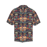 Sugar skulls flower maxican pattern Men's All Over Print Hawaiian Shirt