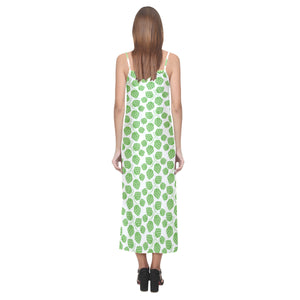 Hop pattern background V-Neck Open Fork Long Dress