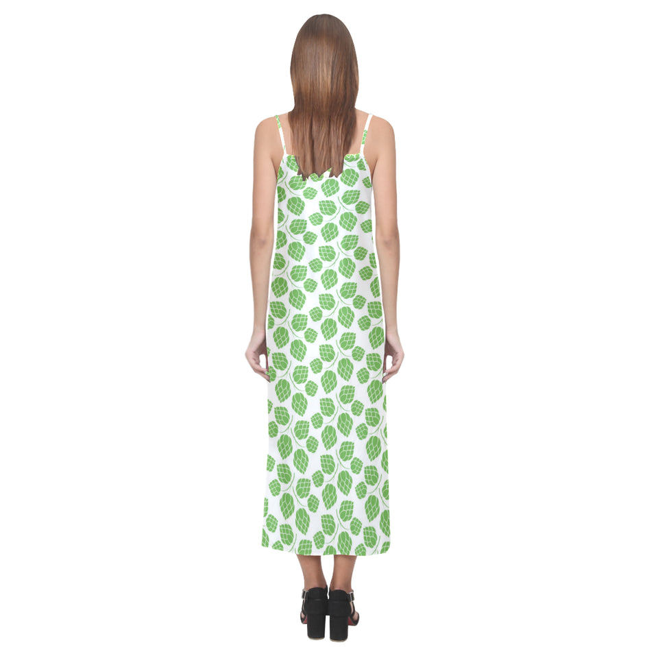 Hop pattern background V-Neck Open Fork Long Dress