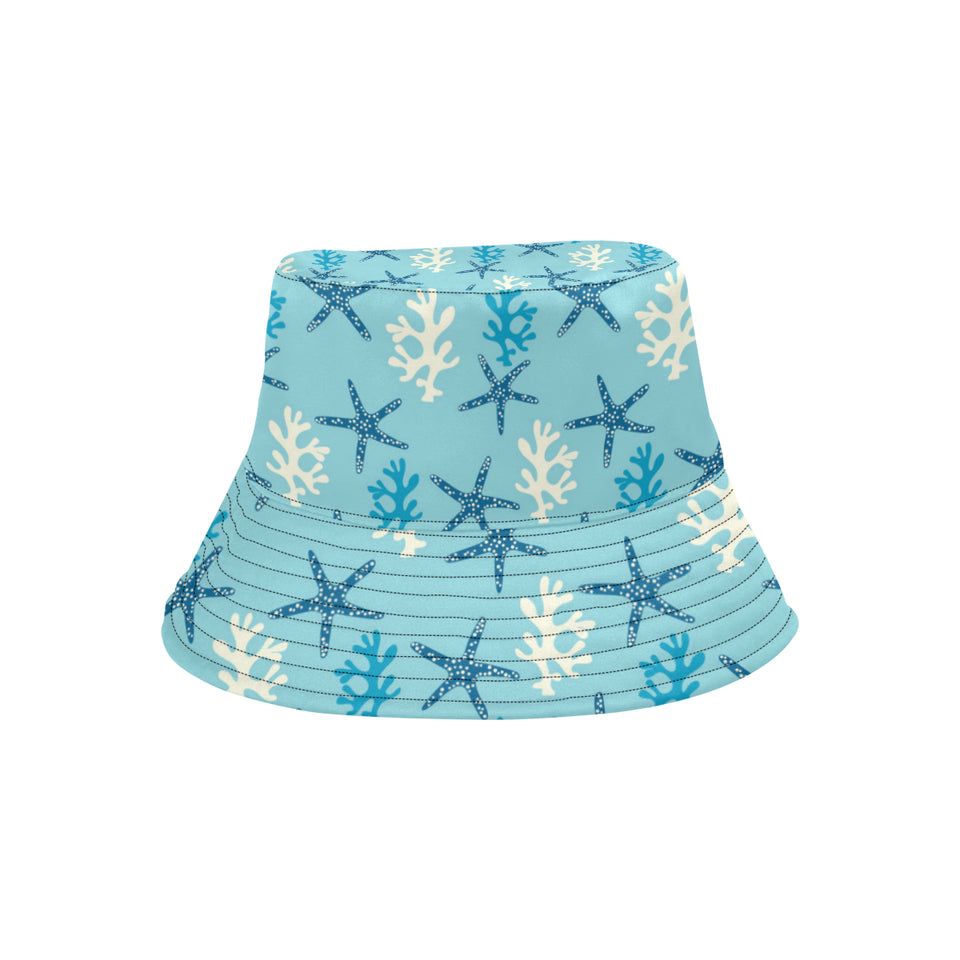 Blue starfish coral reef pattern Unisex Bucket Hat
