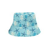 Blue starfish coral reef pattern Unisex Bucket Hat