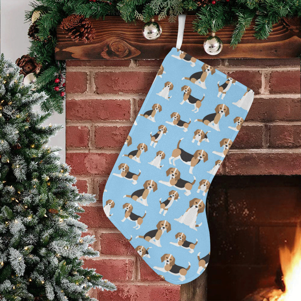 Beagle dog blue background pattern Christmas Stocking