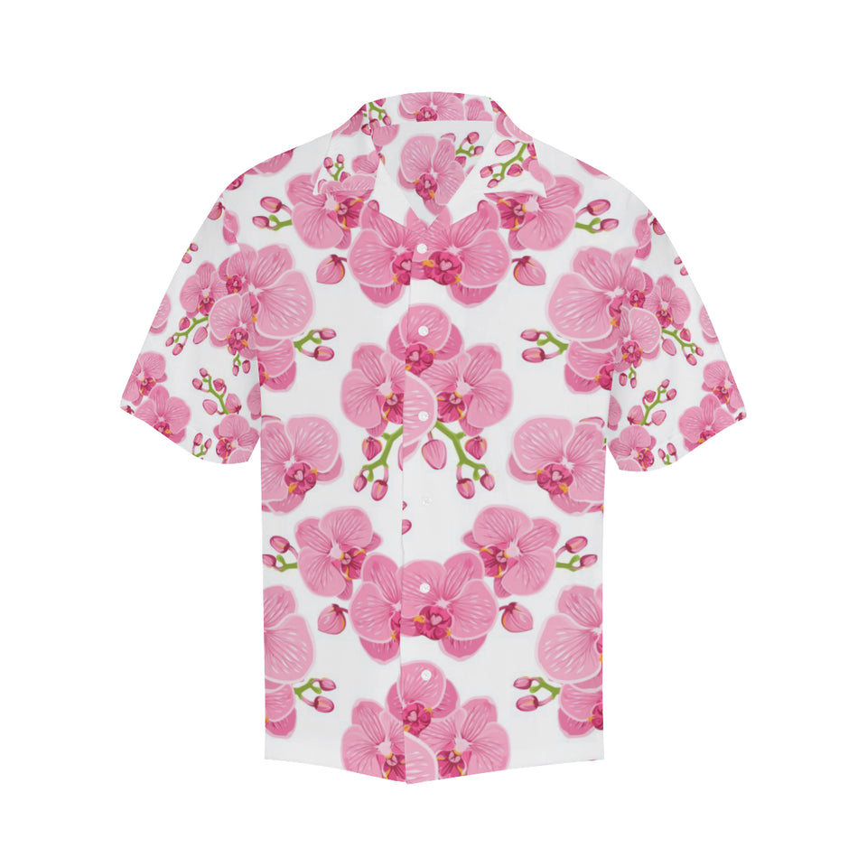 pink purple orchid pattern background Men's All Over Print Hawaiian Shirt
