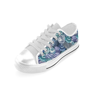 Shell design pattern Men's Low Top Shoes White