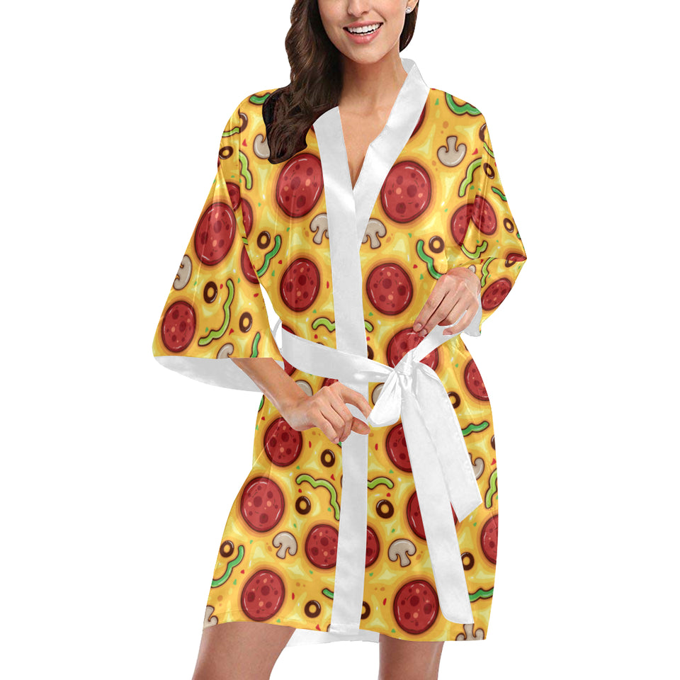 Pizza texture pattern Women's Short Kimono Robe