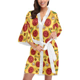 Pizza texture pattern Women's Short Kimono Robe