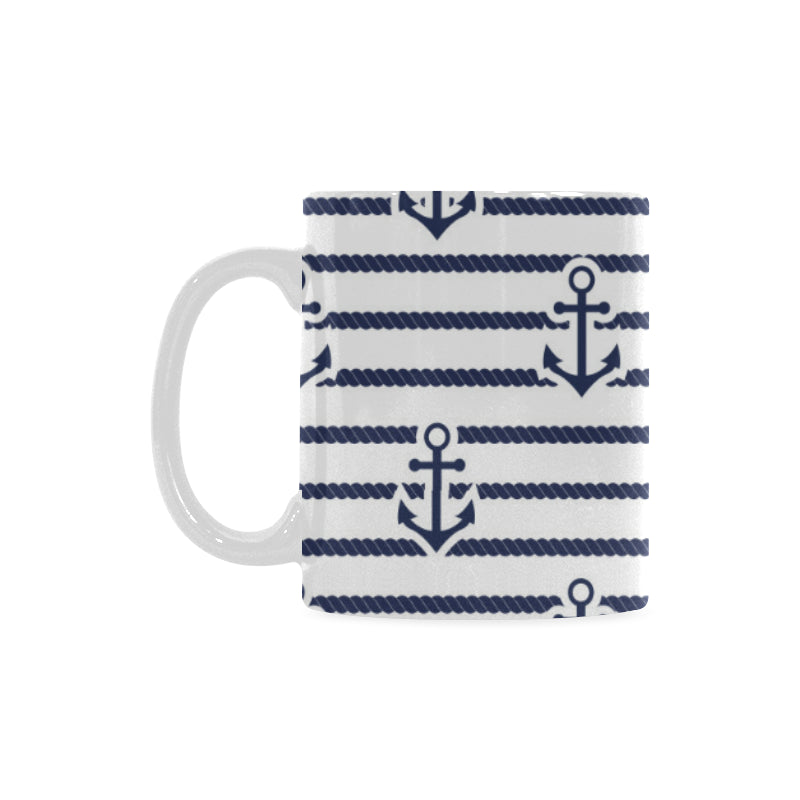 Anchor rope nautical  pattern Classical White Mug (Fulfilled In US)