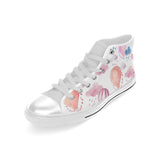 Watercolor air balloon cloud pattern Men's High Top Canvas Shoes White