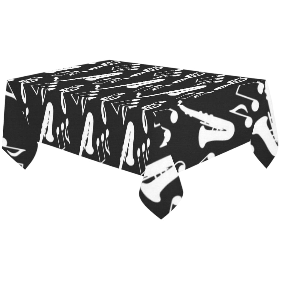 Saxophone music notes treble clef black white them Tablecloth