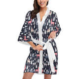 Deers Winter Christmas pattern Women's Short Kimono Robe