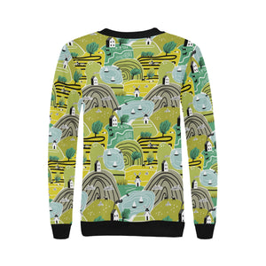 Hand drawn windmill pattern Women's Crew Neck Sweatshirt