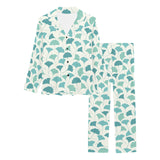 Green ginkgo leaves pattern Women's Long Pajama Set