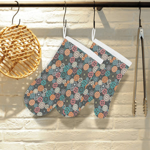Gear Pattern Print Design 05 Heat Resistant Oven Mitts