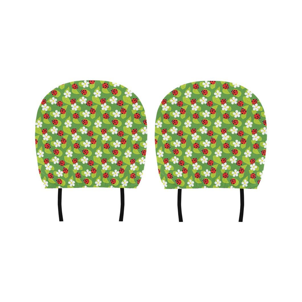 Ladybug Pattern Print Design 01 Car Headrest Cover